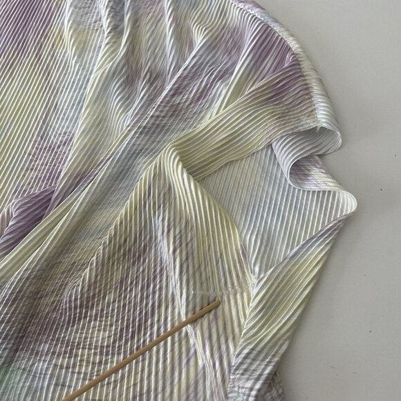 Entro Top Womens M/L Multi Pastel Tie-Dye Pleated Boxy Crop Blouse Spring - Picture 10 of 10